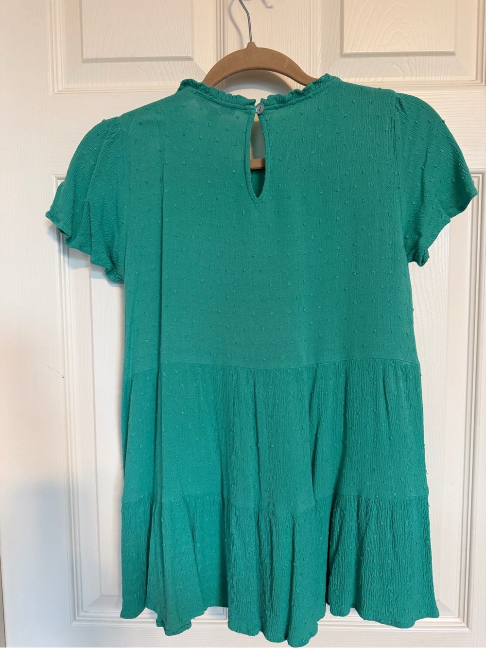 Staccato Teal Ruffle Neck Short Sleeve Dress - Picture 4 of 4